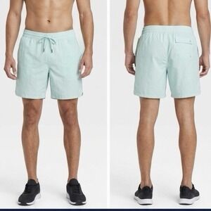 All In Motion Mens Swim Shorts‎ 2XL Light Blue 6" Volley Lined Water Repellent